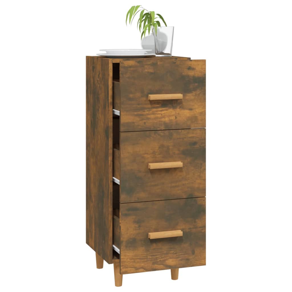 vidaXL Commode Chêne fumé 34,5x34x90 cm Bois d'ingénierie