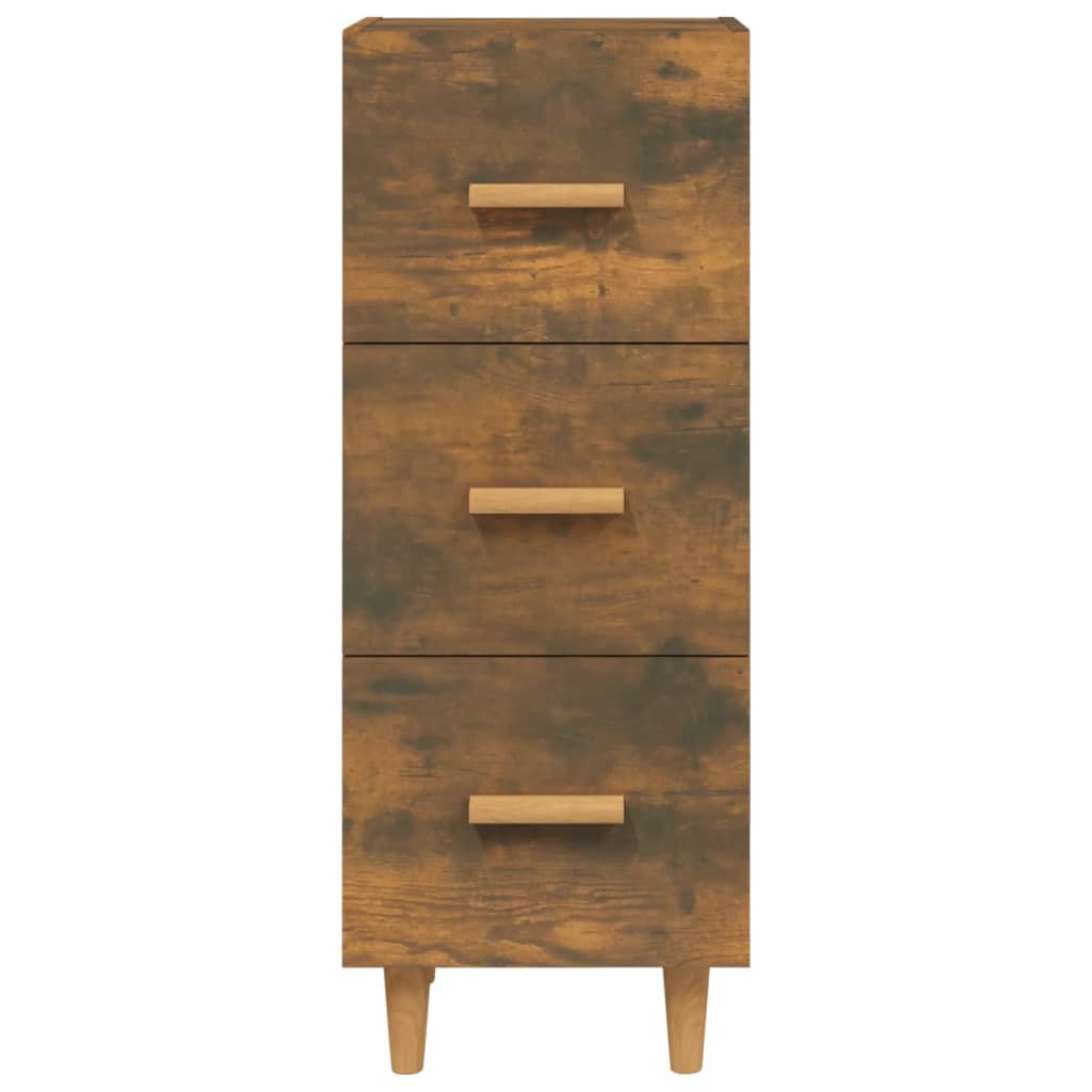 vidaXL Commode Chêne fumé 34,5x34x90 cm Bois d'ingénierie