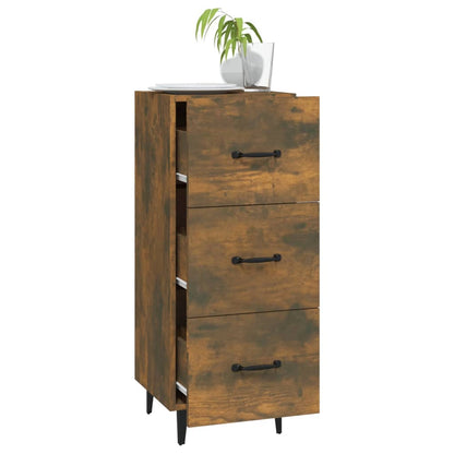 vidaXL Commode Chêne fumé 34,5x34x90 cm Bois d'ingénierie