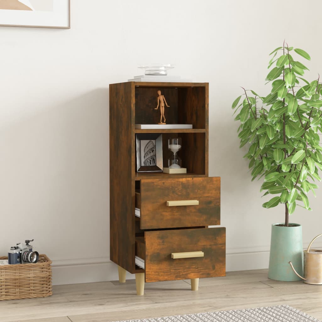 vidaXL Bahut chêne fumé 34,5x34x90 cm Bois d'ingénierie