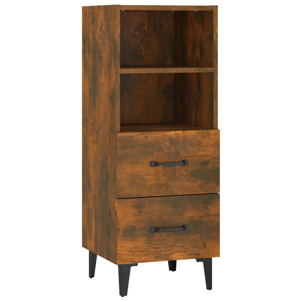 vidaXL Commode Chêne fumé 34,5x34x90 cm Bois d'ingénierie