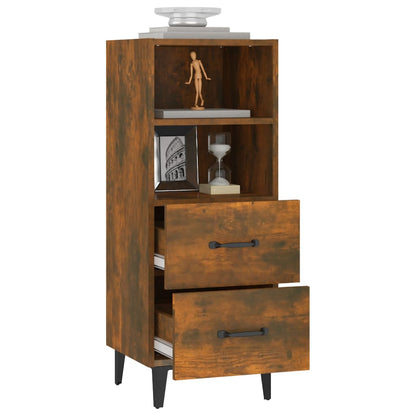vidaXL Commode Chêne fumé 34,5x34x90 cm Bois d'ingénierie