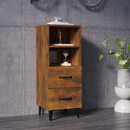 vidaXL Commode Chêne fumé 34,5x34x90 cm Bois d'ingénierie