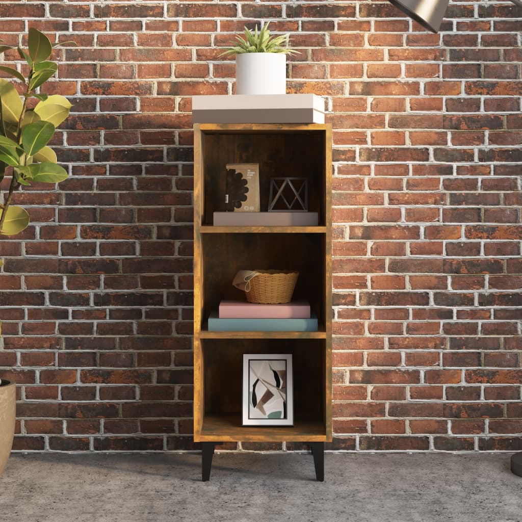 vidaXL Buffet chêne fumé 34,5x32,5x90 cm Bois d'ingénierie