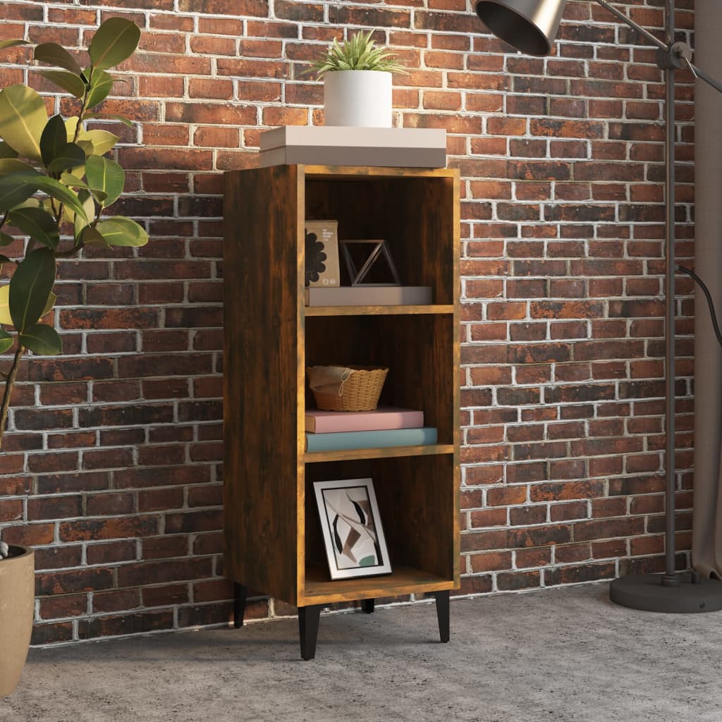 vidaXL Buffet chêne fumé 34,5x32,5x90 cm Bois d'ingénierie