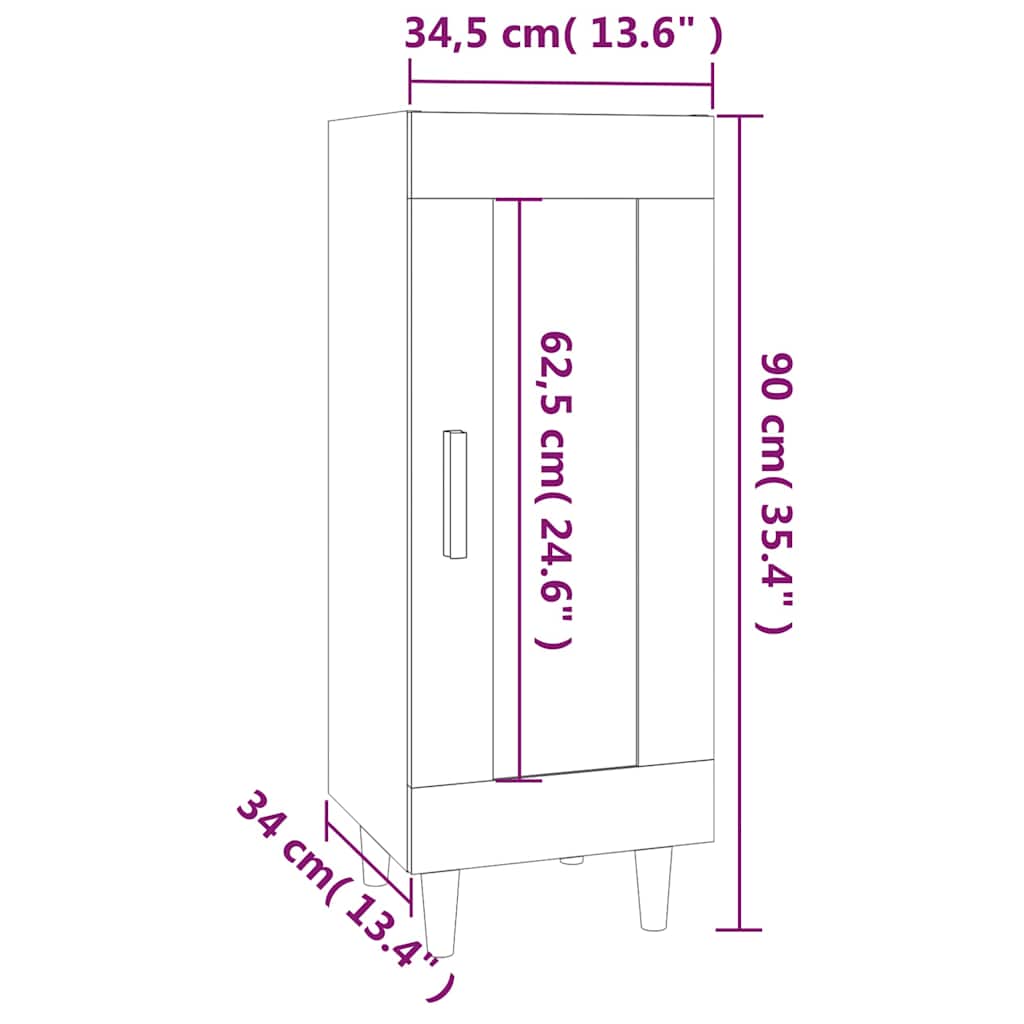 vidaXL Bahut gris Sonoma 34,5x34x90 cm Bois d'ingénierie