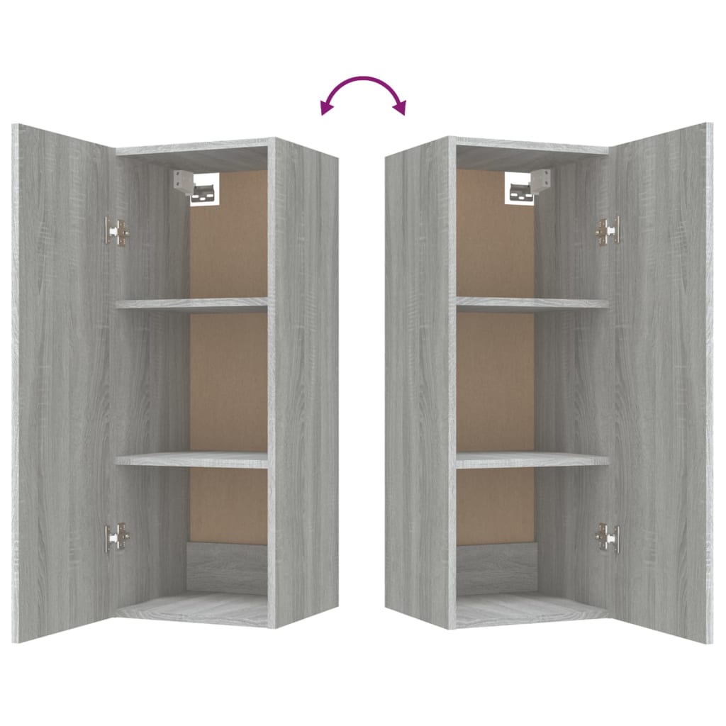 vidaXL Wandschrank Grau Sonoma 34,5x34x90 cm Holzwerkstoff