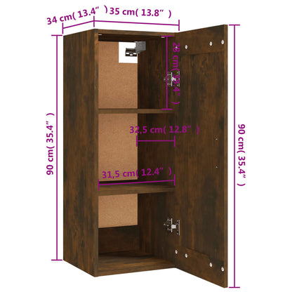 vidaXL Hängeschrank Räuchereiche 35x34x90 cm Holzwerkstoff