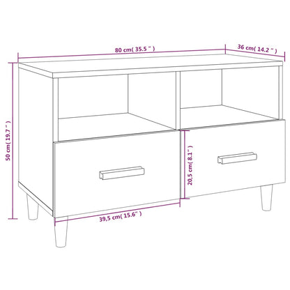 Meuble TV vidaXL chêne fumé 80x36x50 cm aggloméré