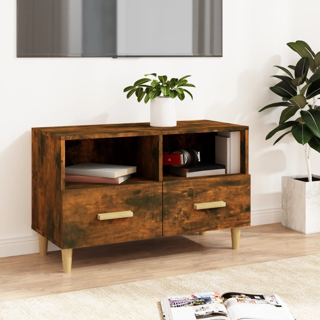 Meuble TV vidaXL chêne fumé 80x36x50 cm aggloméré