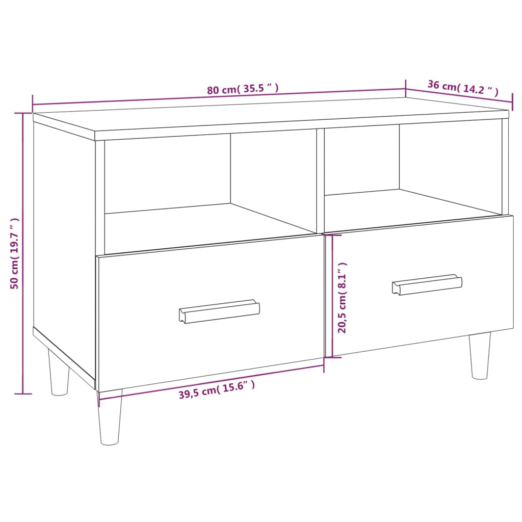 vidaXL TV-Schrank Grau Sonoma 80x36x50 cm Holzwerkstoff