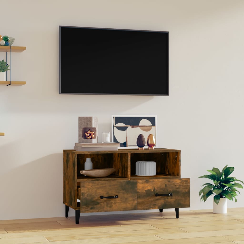 Meuble TV vidaXL chêne fumé 80x36x50 cm aggloméré