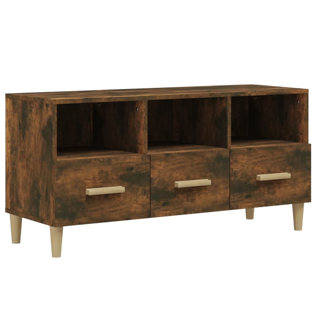 vidaXL Meuble TV chêne fumé 102x36x50 cm Aggloméré