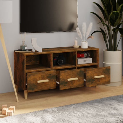 vidaXL Meuble TV chêne fumé 102x36x50 cm Aggloméré