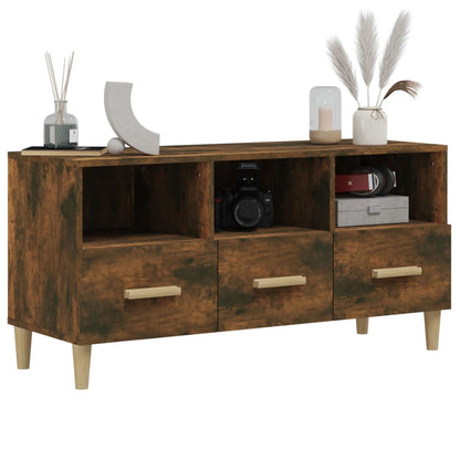 vidaXL Meuble TV chêne fumé 102x36x50 cm Aggloméré