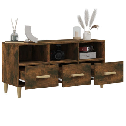 vidaXL Meuble TV chêne fumé 102x36x50 cm Aggloméré