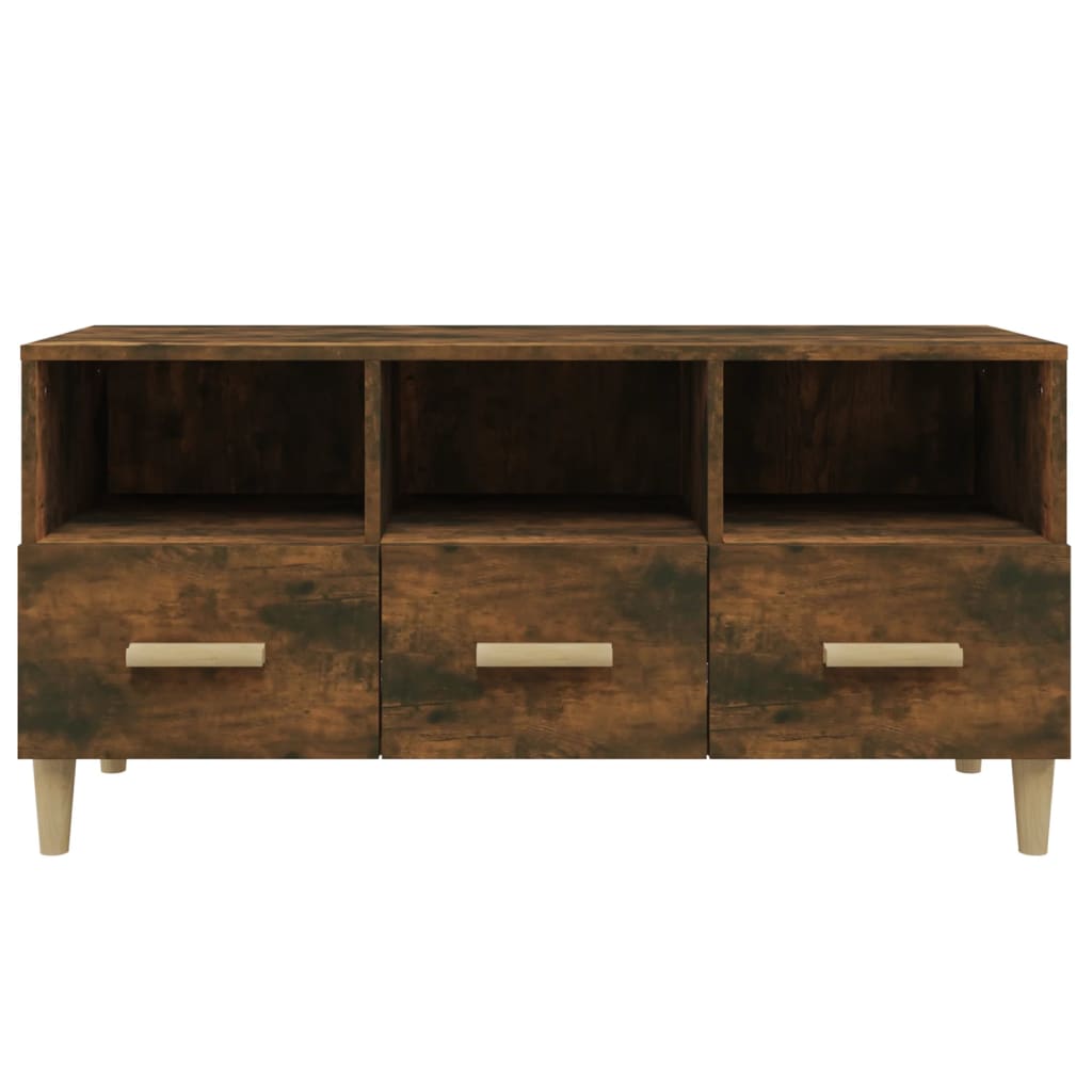 vidaXL Meuble TV chêne fumé 102x36x50 cm Aggloméré