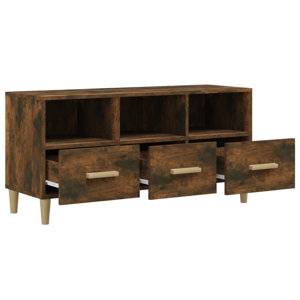vidaXL Meuble TV chêne fumé 102x36x50 cm Aggloméré