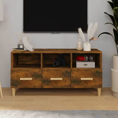 vidaXL Meuble TV chêne fumé 102x36x50 cm Aggloméré