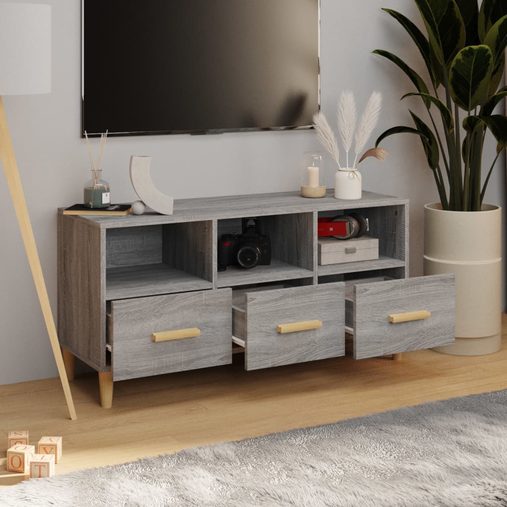 vidaXL Meuble TV gris Sonoma 102x36x50 cm en bois d'ingénierie