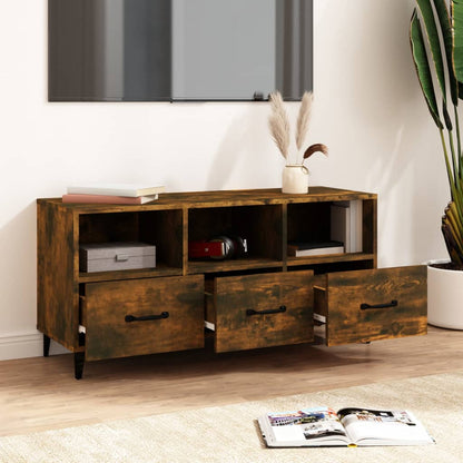 vidaXL Meuble TV chêne fumé 102x35x50 cm Aggloméré