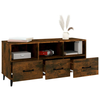 vidaXL Meuble TV chêne fumé 102x35x50 cm Aggloméré
