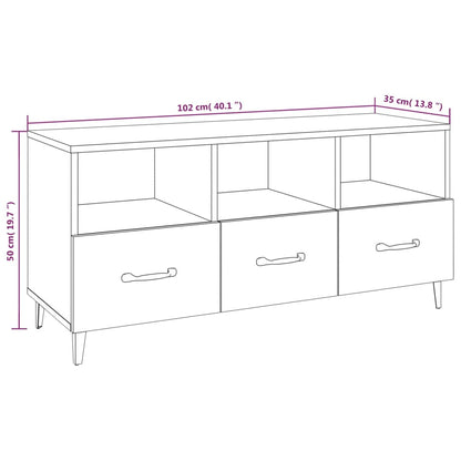 vidaXL Meuble TV chêne fumé 102x35x50 cm Aggloméré