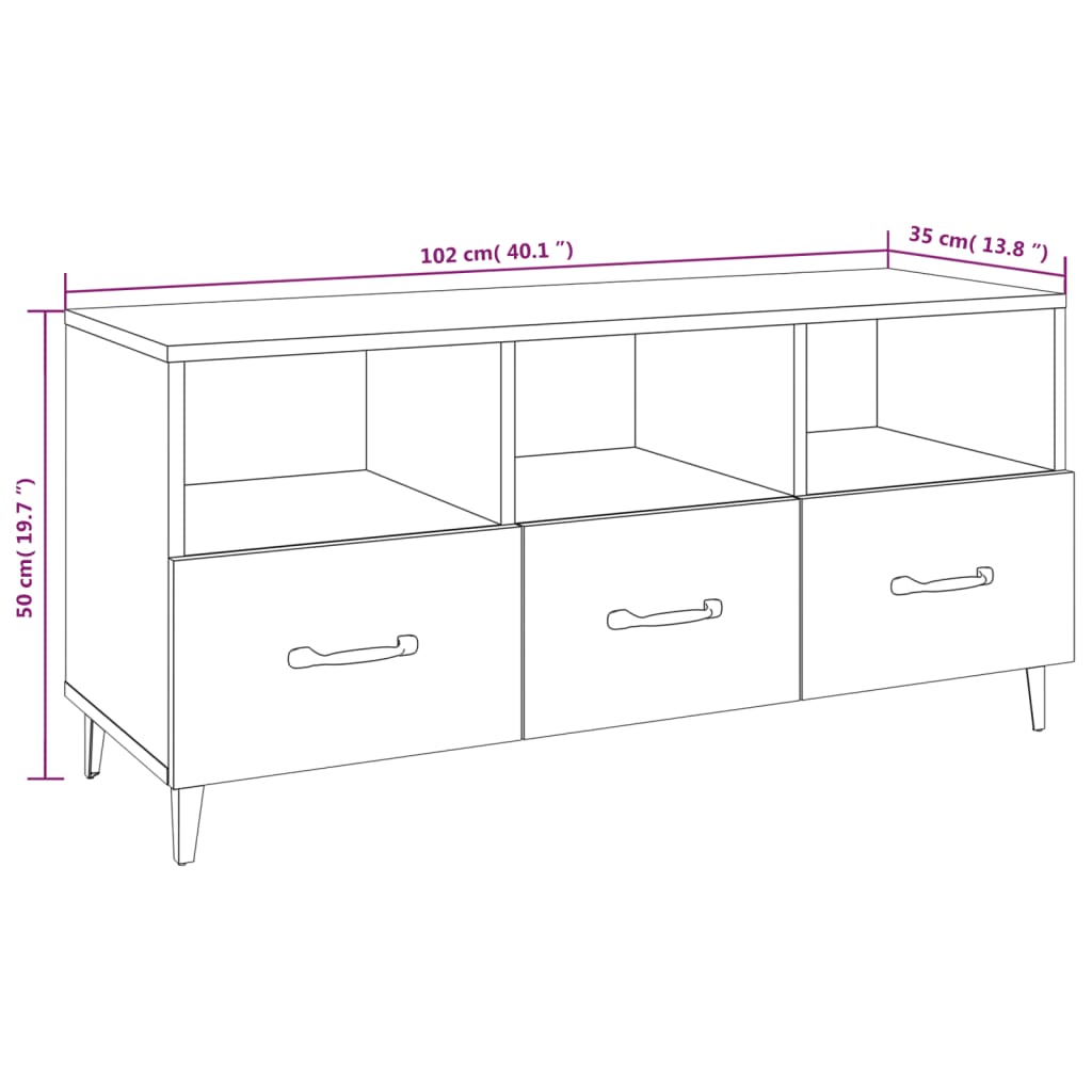 vidaXL Meuble TV gris Sonoma 102x35x50 cm Aggloméré