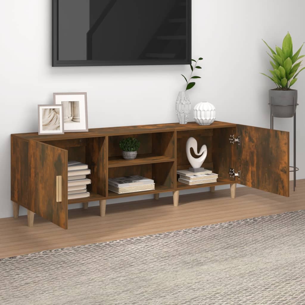 vidaXL Meuble TV chêne fumé 150x30x50 cm Aggloméré