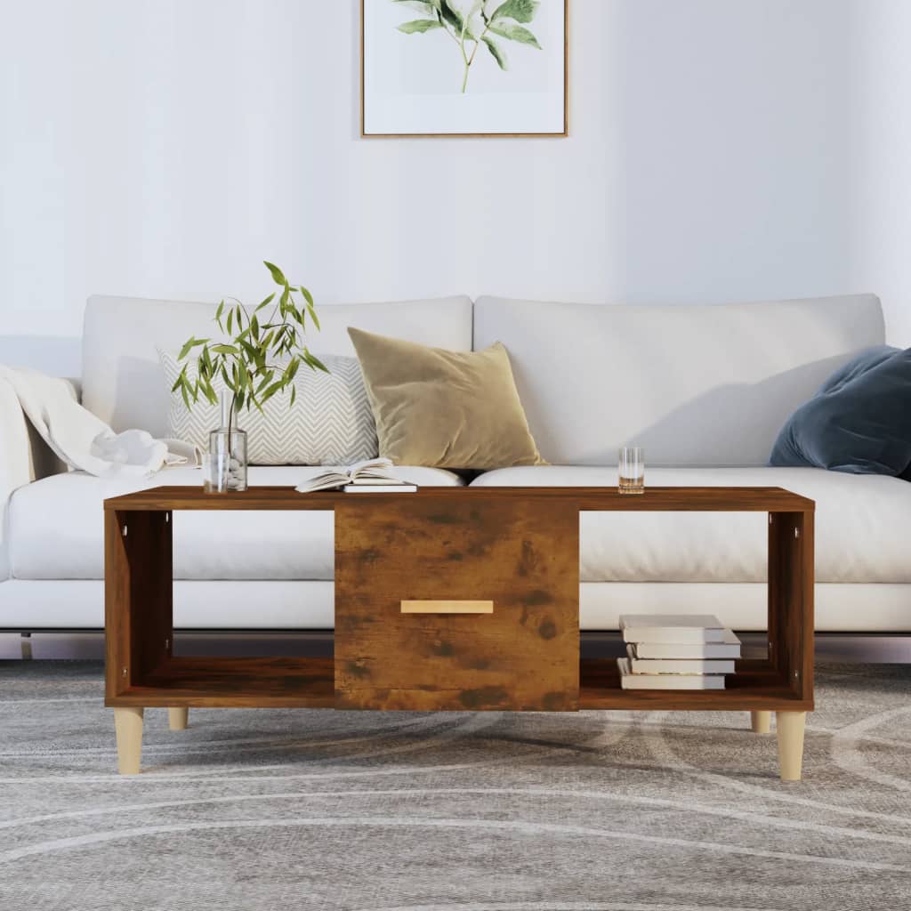 vidaXL Table basse en chêne fumé 102x50x40 cm, bois d'ingénierie