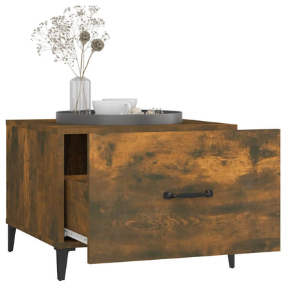 vidaXL Couchtisch mit Metallbeinen Räuchereiche 50x50x40 cm