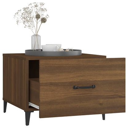 vidaXL Couchtische Metallbeine 2 Stk. Braun Eichen-Optik 50x50x40 cm