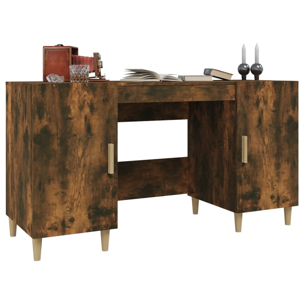 vidaXL Bureau chêne fumé 140x50x75 cm en bois d'ingénierie