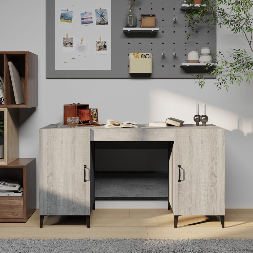 vidaXL Bureau gris Sonoma 140x50x75 cm Aggloméré