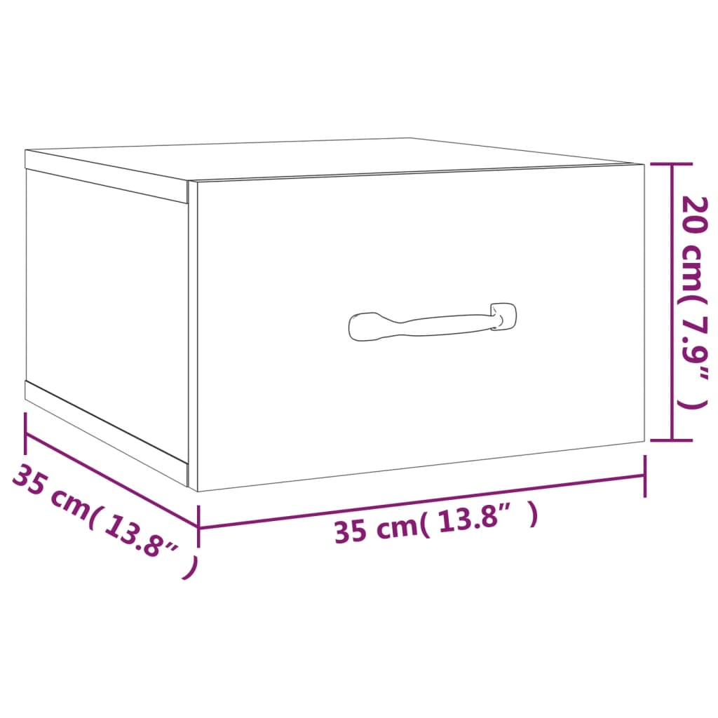 vidaXL Wand-Nachttisch Grau Sonoma 35x35x20 cm