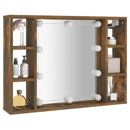 vidaXL Spiegelschrank mit LED Räuchereiche 76x15x55 cm