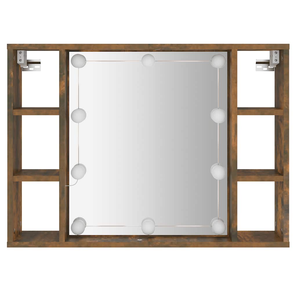 vidaXL Spiegelschrank mit LED Räuchereiche 76x15x55 cm