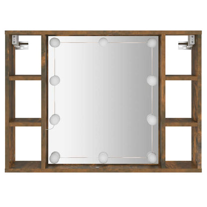 vidaXL Spiegelschrank mit LED Räuchereiche 76x15x55 cm
