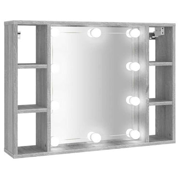 vidaXL Spiegelschrank mit LED Grau Sonoma 76x15x55 cm