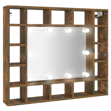 vidaXL Armoire de toilette avec LED Chêne fumé 91x15x76,5 cm