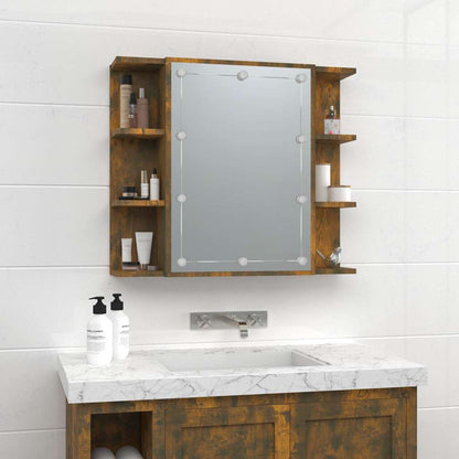 vidaXL Armoire de toilette avec LED Chêne fumé 70x16,5x60 cm