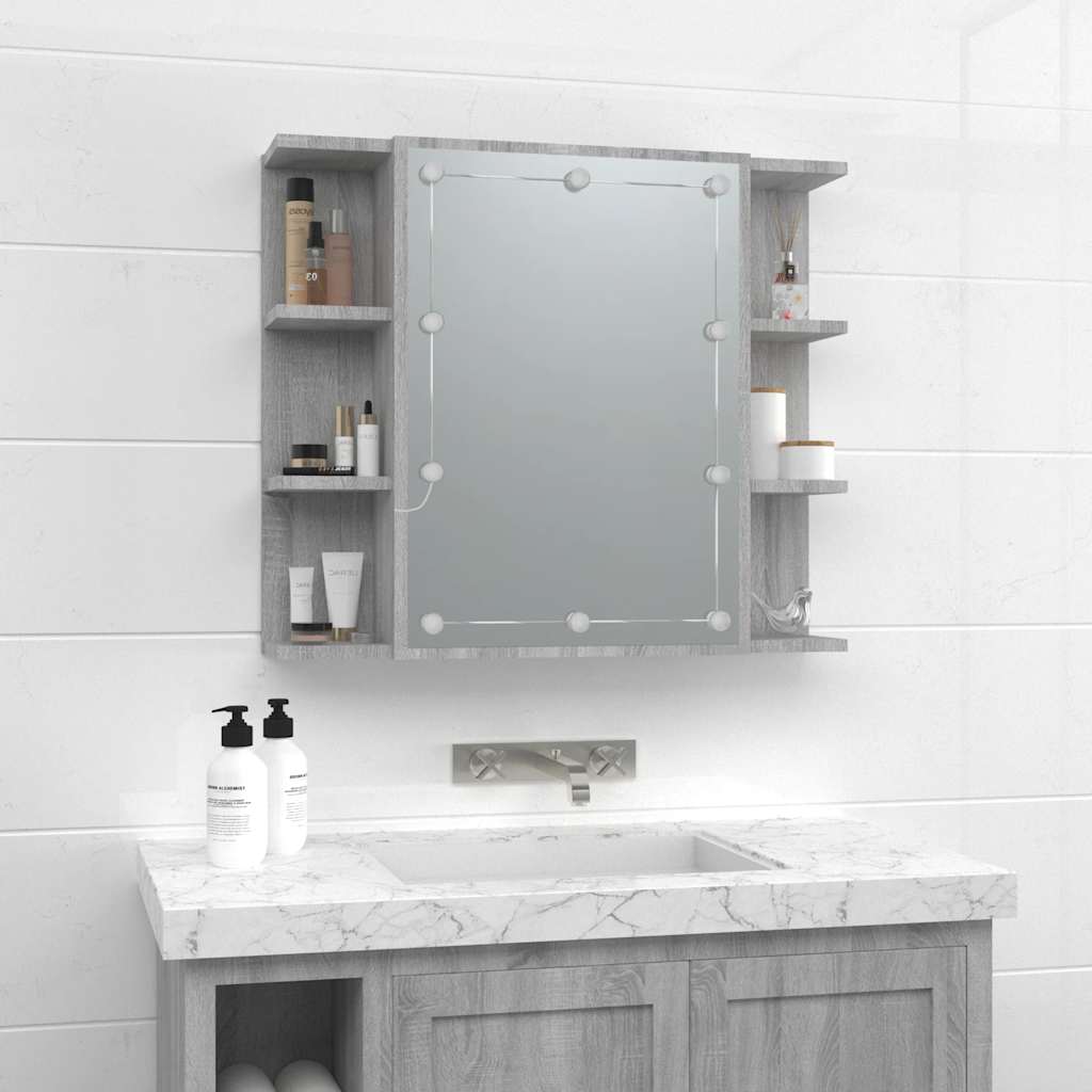vidaXL Armoire de toilette avec LED Gris Sonoma 70x16,5x60 cm