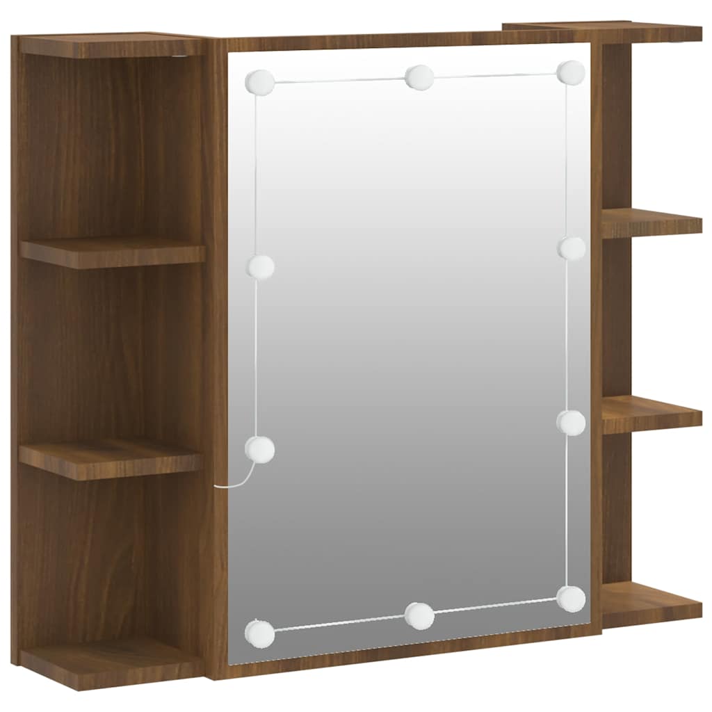 vidaXL Armoire de toilette avec LED aspect chêne marron 70x16,5x60 cm