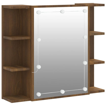 vidaXL Armoire de toilette avec LED aspect chêne marron 70x16,5x60 cm