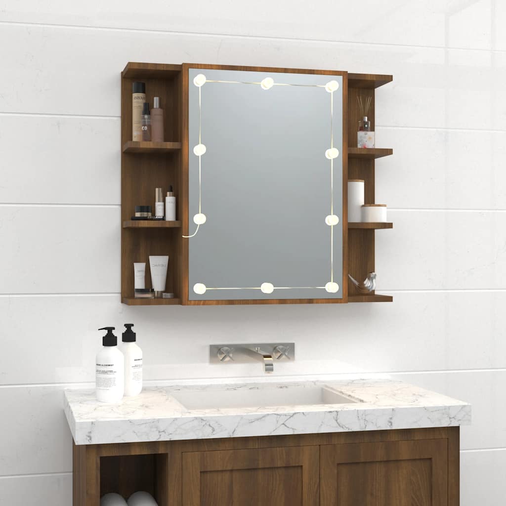 vidaXL Armoire de toilette avec LED aspect chêne marron 70x16,5x60 cm
