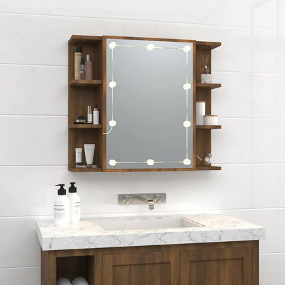 vidaXL Armoire de toilette avec LED aspect chêne marron 70x16,5x60 cm