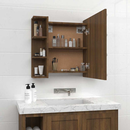 vidaXL Armoire de toilette avec LED aspect chêne marron 70x16,5x60 cm