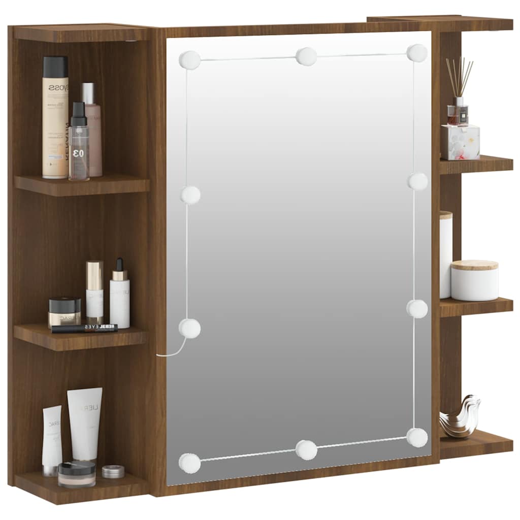 vidaXL Armoire de toilette avec LED aspect chêne marron 70x16,5x60 cm