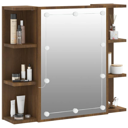 vidaXL Armoire de toilette avec LED aspect chêne marron 70x16,5x60 cm