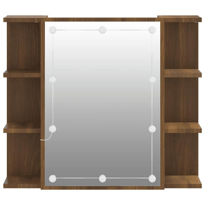 vidaXL Armoire de toilette avec LED aspect chêne marron 70x16,5x60 cm